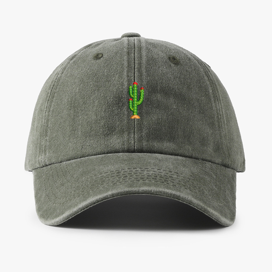 Fishing Hat - Mini Cactus Embroidery vintage soft Baseball